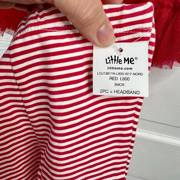 Little Me Baby Girls Red Sparkle Tree Dress Set Leggings Headband Sz 3 mo - Picture 4 of 9